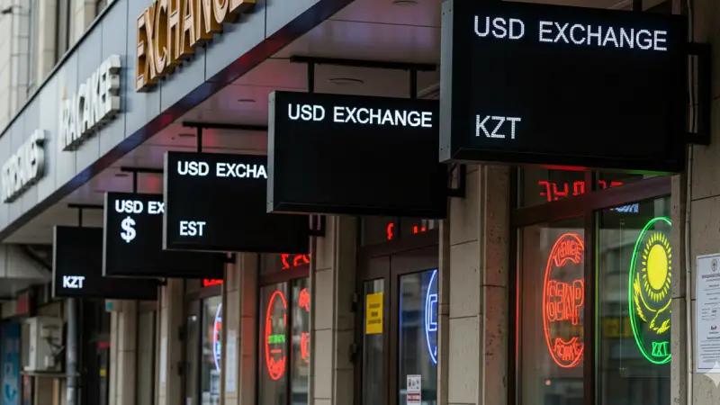 Курс валют: уличные табло исчезают, обмен внутри пунктов Астане