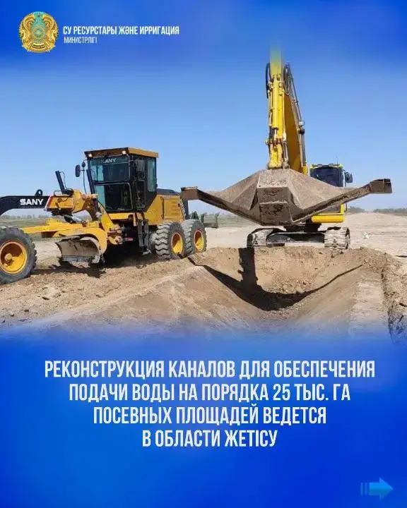 Реконструкция водохозяйственных объектов в Жетісу увеличение орошаемых земель на 25 тыс га Астане