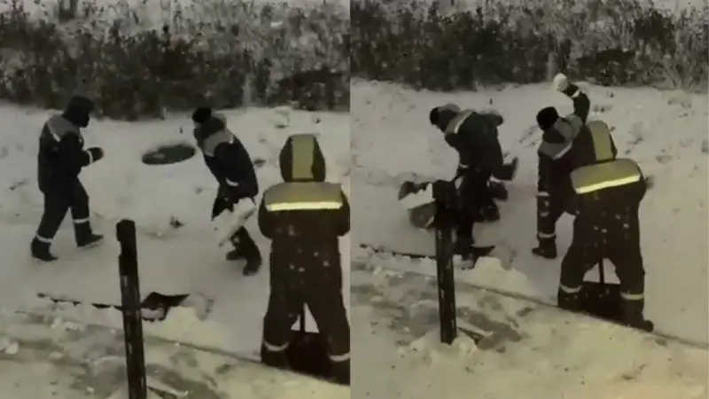 В Астане снеговики устроили забавную "драку" в морозный день Астане