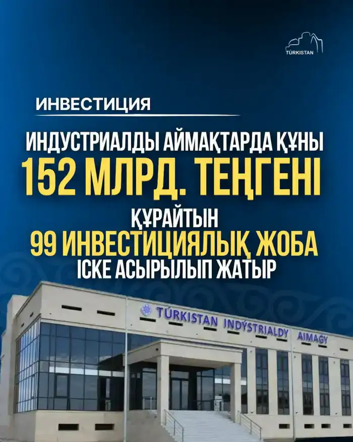 Рост инвестиционной активности в Туркестанской области: 99 проектов на 152 млрд тенге способствуют развитию промышленности Астане