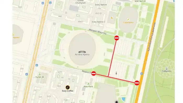 Ограничение движения у «Астана Арены» на праздник Астане
