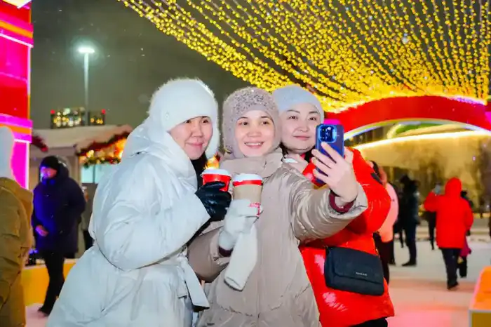 Более 40 новогодних ёлок одновременно зажгли в Астане (3)