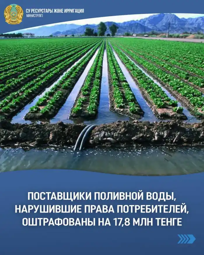 21 поставщик поливной воды оштрафован на 17,8 млн тенге за нарушения прав потребителей Астане
