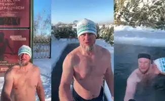 Астанчанин шокирует зимним забегом в шортах и купанием в ледяной воде