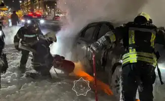 Пожар легкового автомобиля на левом берегу Астаны: без жертв