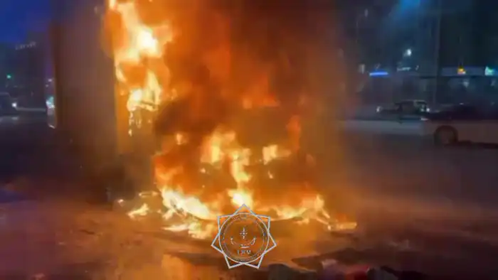 Грузовик загорелся рядом со школой в Астане на левом берегу Астане