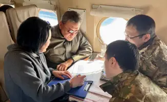 Аким области осмотрел паводковую обстановку с вертолета