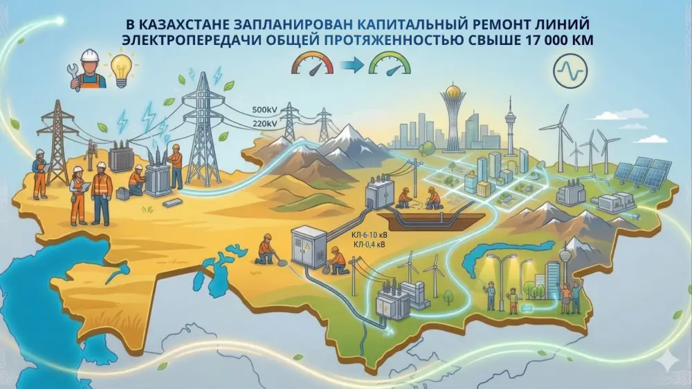 В Казахстане начнется капитальный ремонт 17 098 км линий электропередачи и 444 подстанций к зимнему сезону 2026-2027 годов Астане