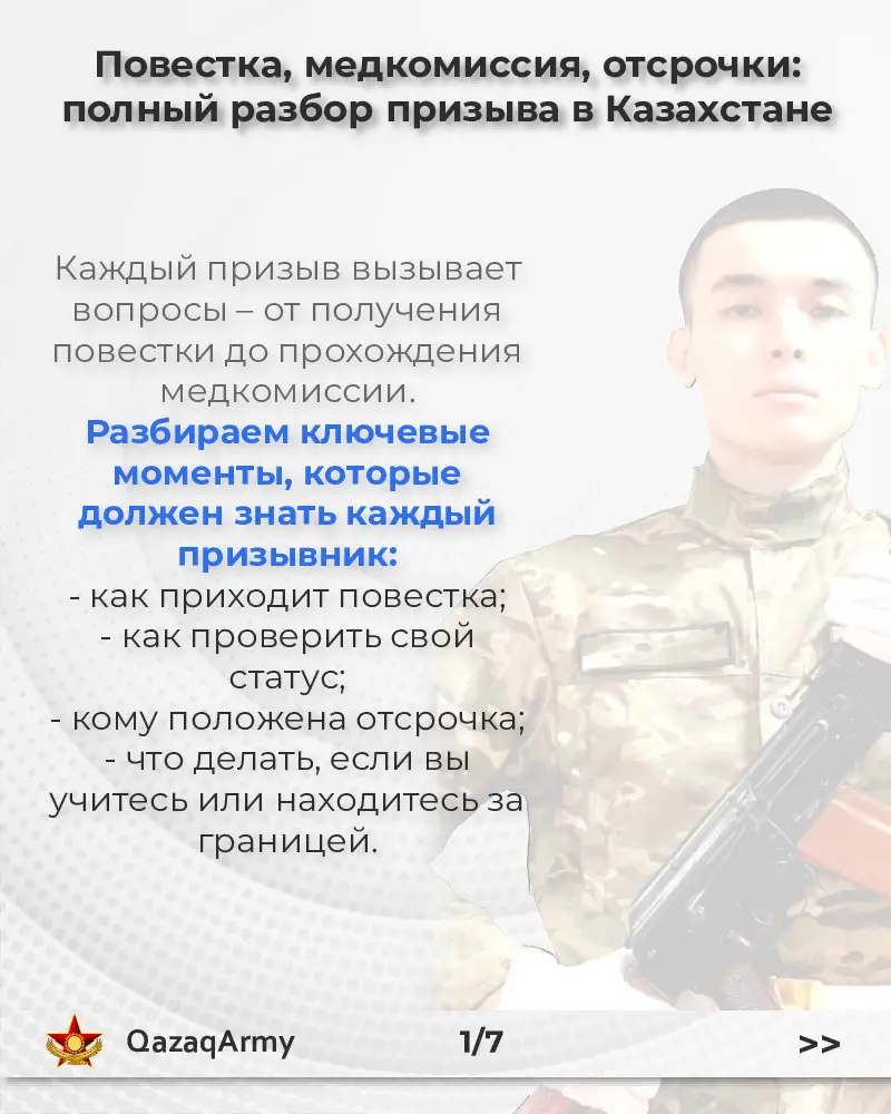 Призыв в Казахстане: порядок получения повестки и правила отсрочки Астане