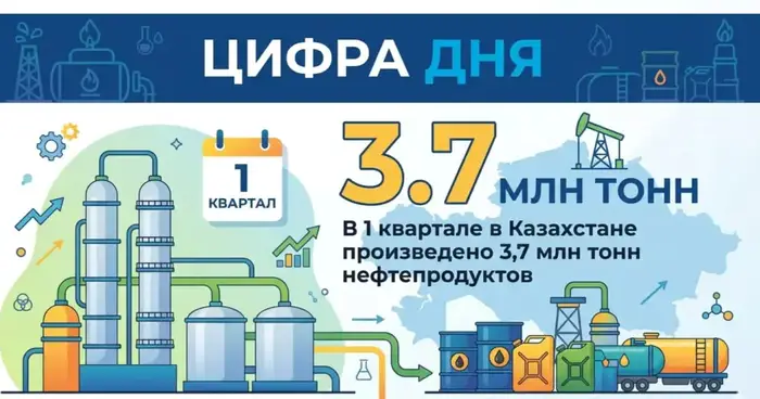 Казахстан наращивает производство нефтепродуктов: 3,7 млн тонн в первом квартале 2026 года Астане