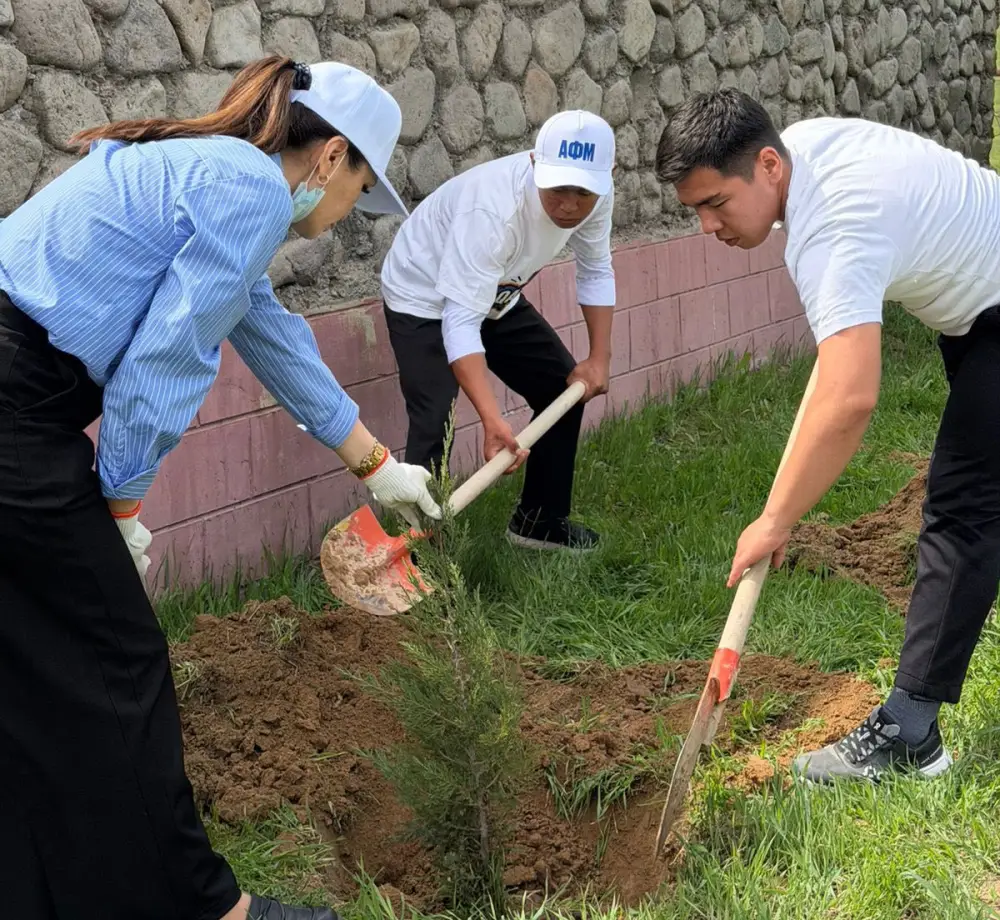 Международная инициатива по озеленению: 100 волонтеров в Сарыагаше сажают 200 деревьев Астане
