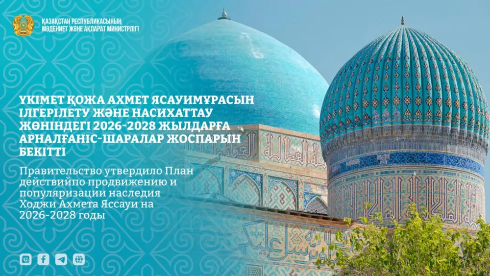 План действий по популяризации наследия Ходжи Ахмета Яссауи 2026–2028 годы Астане