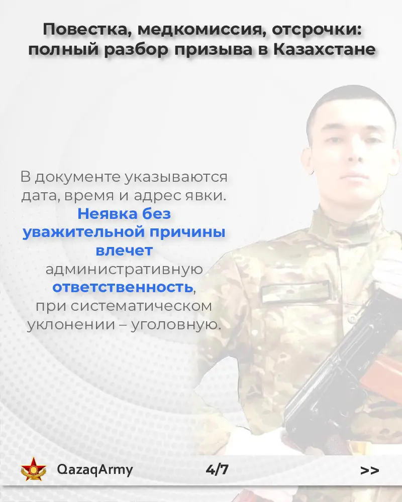 Повестка, медкомиссия, отсрочки: полный разбор призыва в Казахстане (4)