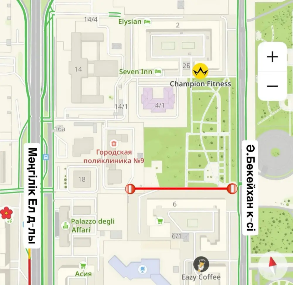 Закрытие проезда от улицы А. Бокейхана до поликлиники №9 в Астане с 15 апреля по 1 сентября Астане