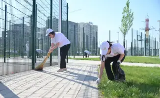 Субботник в Абайском районе Шымкента более 25000 участников сбор 146 тонн мусора