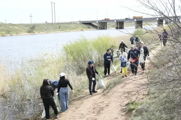 «Таза Қазақстан»: несколько грузовиков мусора собрали участники экоакции на реке Есиль в Астане (8)