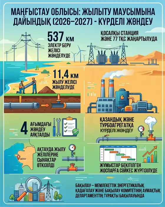 В Мангистауской области ремонтируют 537 км линий электропередачи и 11,4 км тепловых сетей (6)