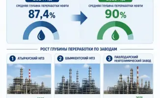 Казахстан на пути к 90% глубины переработки нефти к 2025 году